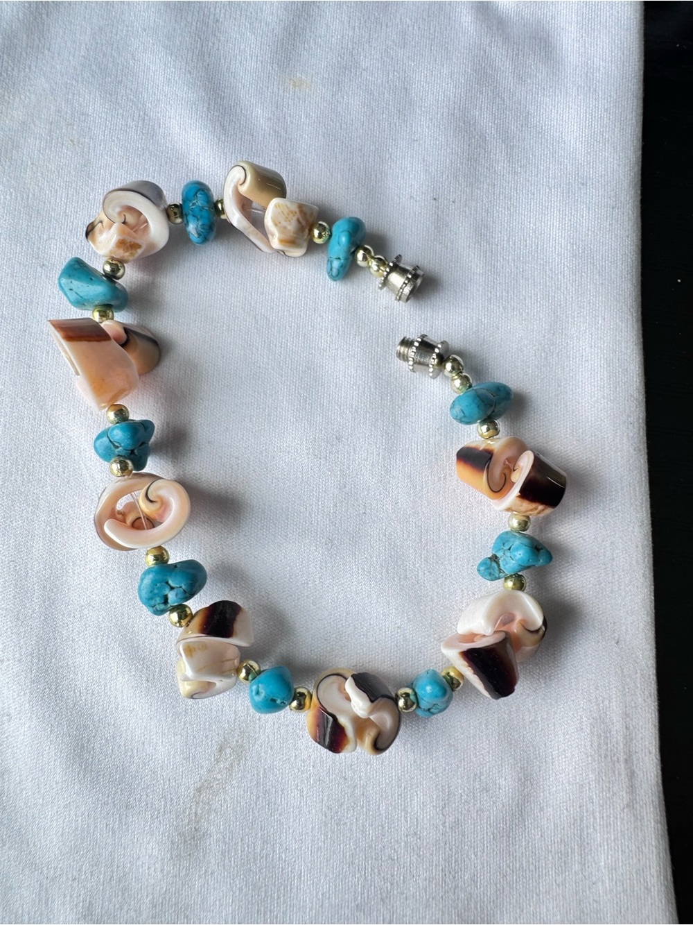 Turquoise & Cream Shell Bead Bracelet for Women